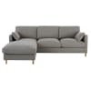 Canapé d'angle gauche convertible 5 places gris, matelas 10 cm